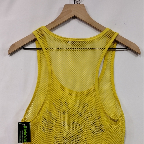 NWT Ocean Drive Mesh Tank Top Women's M Yellow Florida Beach Vacation Casual - Picture 5 of 9